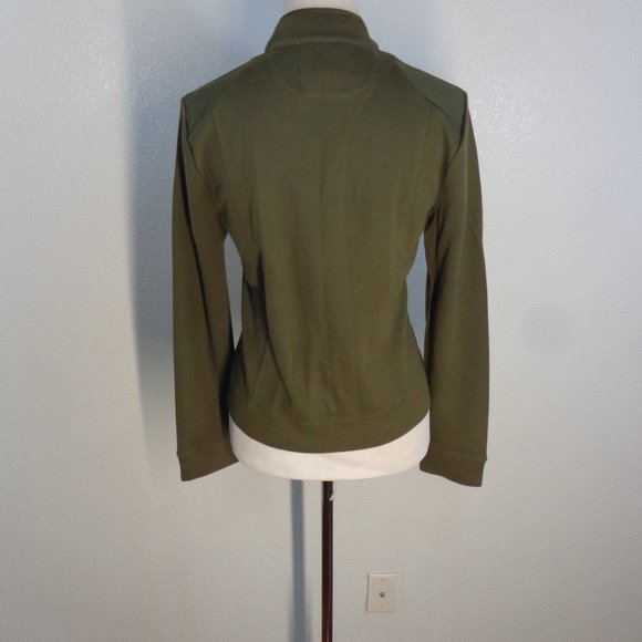 Lauren Ralph Lauren LRL Olive Green Side Full Zip Sweater Women's Medium - Picture 4 of 5